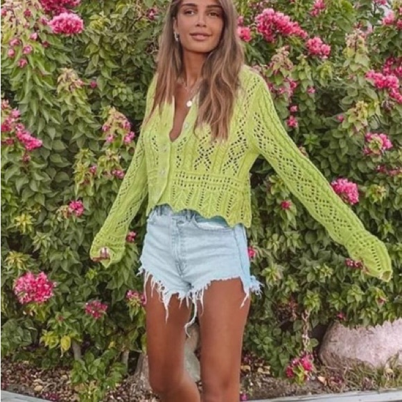 Zara Green Crop Cardigan - Picture 3 of 5